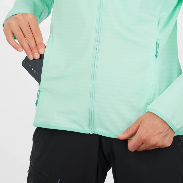 Turquoise Salomon Essential Lightwarm Full Zip Women's Jackets | IE ET5914